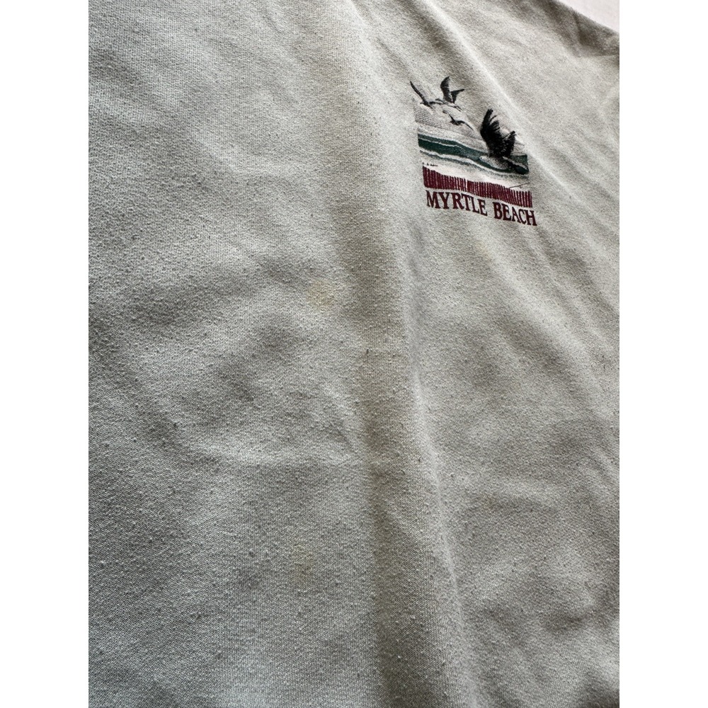 Vintage Hanes Myrtle Beach Embroidered Sweatshirt Sage Green Crewneck Large - Picture 2 of 10
